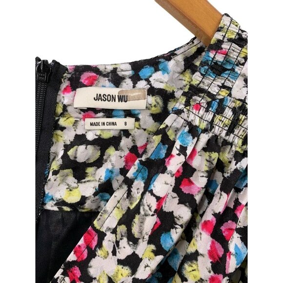 JASON WU Black/Multicolor Dot V-Neck Long Sleeve Dress Size 8 AS IS - Picture 5 of 10